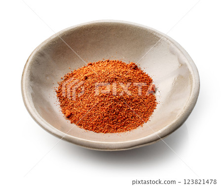 bowl of red paprika powder bowl of red paprika powder 123821478