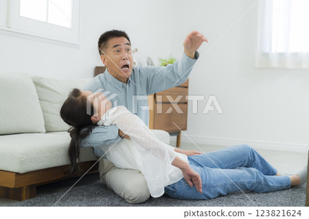 Senior couple who suddenly fall ill Senior couple who suddenly fall ill 123821624