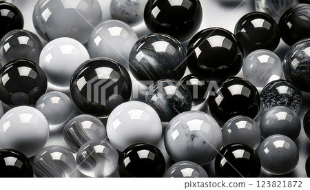 AI image: Lots of black marbles 123821872