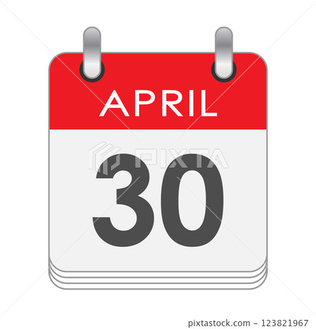 April 30. A leaf of the flip calendar with the date of April 30 123821967