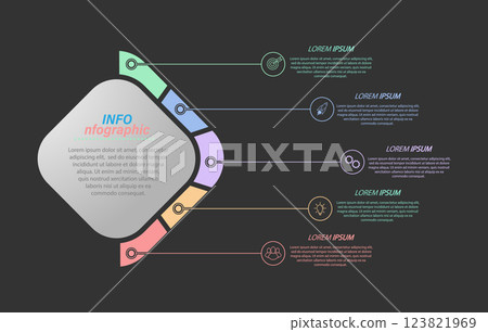 5 stages of development, improvement or training. Infographics with visual action icons for business, finance, project, plan or marketing 5 stages of development, improvement or training. Infographics with visual action icons for business, finance, project, plan or marketing 123821969
