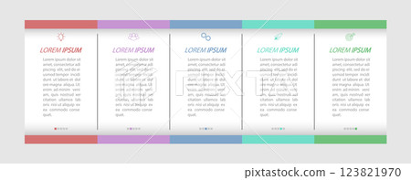 5 stages of development, improvement or training. Infographics with visual action icons for business, finance, project, plan or marketing 5 stages of development, improvement or training. Infographics with visual action icons for business, finance, project, plan or marketing 123821970