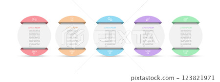 5 stages of development, improvement or training. Infographics with visual action icons for business, finance, project, plan or marketing 5 stages of development, improvement or training. Infographics with visual action icons for business, finance, project, plan or marketing 123821971