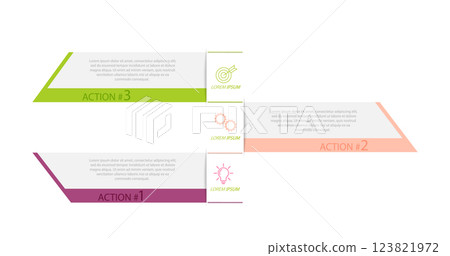 3 stages of development, improvement or training. Infographics with visual action icons for business, finance, project, plan or marketing 3 stages of development, improvement or training. Infographics with visual action icons for business, finance, project, plan or marketing 123821972