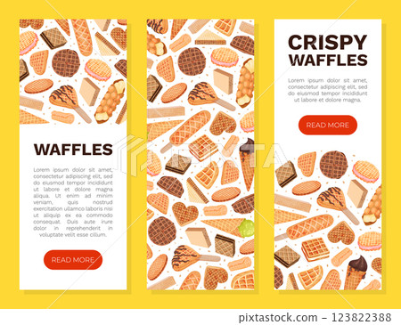 Waffles Food as Pastry Dessert Banner Design Vector Template Waffles Food as Pastry Dessert Banner Design Vector Template 123822388