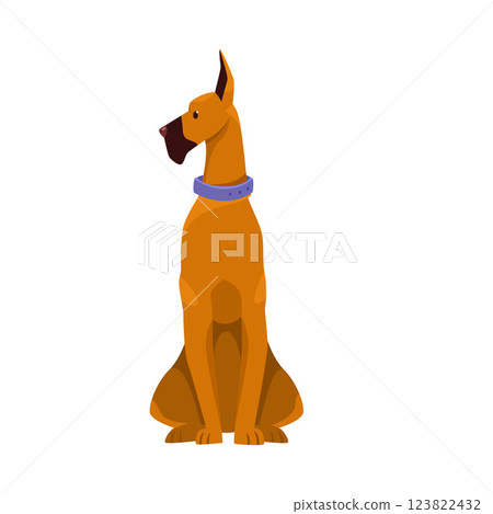 Dog Breed as Domestic Pet in Sitting Pose Vector Illustration 123822432