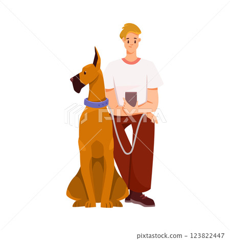 Vet Clinic with Man Pet Owner with Dog Visit Hospital Vector Illustration Vet Clinic with Man Pet Owner with Dog Visit Hospital Vector Illustration 123822447