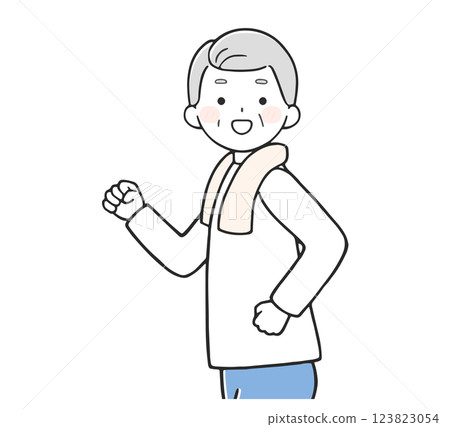 Senior man walking happily (upper body) Senior man walking happily (upper body) 123823054