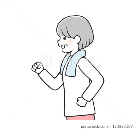 Senior woman walking happily (upper body) 123823107