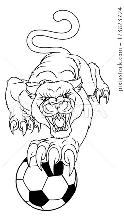 Panther Soccer Football Pool Billiards Ball Mascot Panther Soccer Football Pool Billiards Ball Mascot 123823724