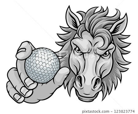 Horse Mustang Stallion Golf Sports Team Mascot Horse Mustang Stallion Golf Sports Team Mascot 123823774