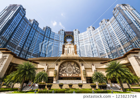 Beautiful view of Studio City is a hotel casino resort on the Cotai Strip in Macau, China, the Hollywood studio-themed leisure resort. 123823784