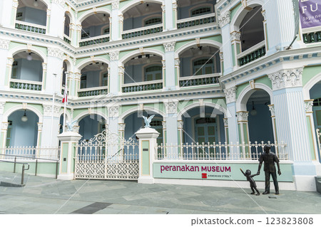 Building view of the Peranakan Museum, Singapore, It is the sister museum of the Asian Civilisations Museum. Building view of the Peranakan Museum, Singapore, It is the sister museum of the Asian Civilisations Museum. 123823808