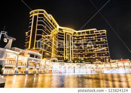 Beautiful night view of Wynn Palace is a hotel casino resort on the Cotai Strip in Macau, China. Beautiful night view of Wynn Palace is a hotel casino resort on the Cotai Strip in Macau, China. 123824124