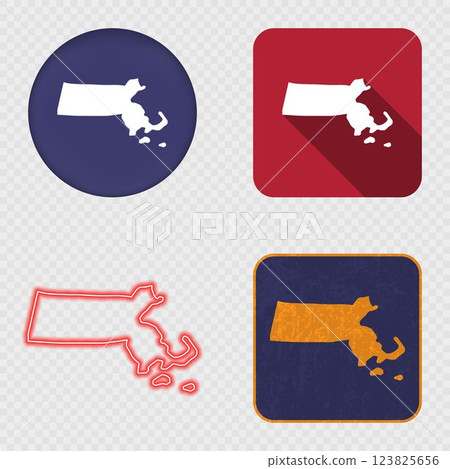 Massachusetts State Map Icons Collection 123825656