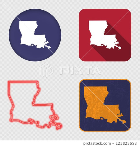 Louisiana State Map Icons Collection 123825658