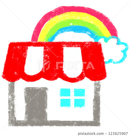 簡單插畫蠟筆觸感新店開業 123825907