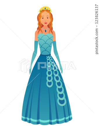 A delightful of colorful dresses showcasing charming cartoon princess and character A delightful of colorful dresses showcasing charming cartoon princess and character 123826137