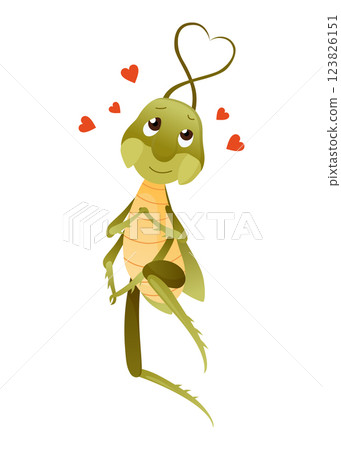 Playful Cartoon Grasshopper Character in a Dynamic Pose 123826151