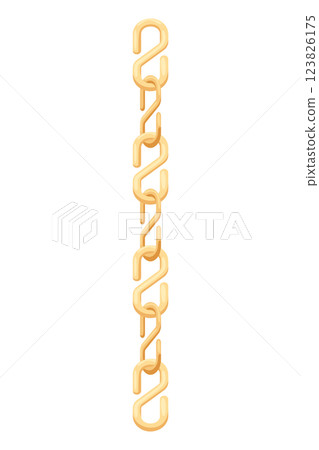 Metal chainlets with variety chain links. Gold vector illustration isolated on white background. Jewelry from precious metals. For jewelry store ad, fashion concept 123826175