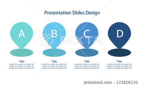 Four elements infographics spot icon 16:9 slide template 123826210