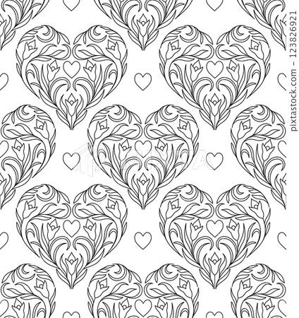 Seamless pattern with floral heart Seamless pattern with floral heart 123826921