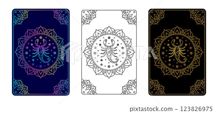 Tarot card with Scorpio zodiac sign.  123826975
