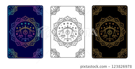 Tarot card with Libra zodiac sign. 123826978