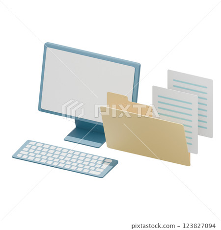 Simple 3D illustration of various gadgets Office Office 123827094