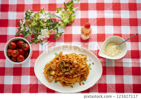 Nostalgic Neapolitan spaghetti created in Japan Nostalgic Neapolitan spaghetti created in Japan 123827117