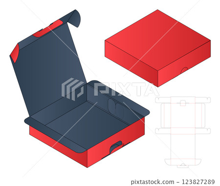 Box packaging die cut template design. 3d mock-up Box packaging die cut template design. 3d mock-up 123827289