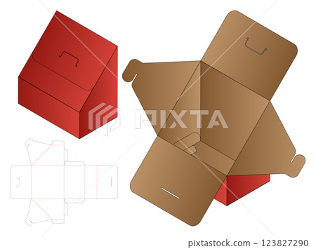 Box packaging die cut template design. 3d mock-up 123827290