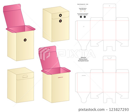 Box packaging die cut template design. 3d mock-up 123827293