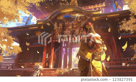 A fantastically beautiful shrine in a snowy landscape A fantastically beautiful shrine in a snowy landscape 123827391