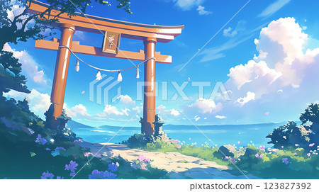 雪景中異常美麗的神社 123827392