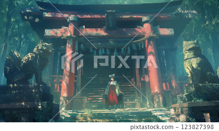 雪景中異常美麗的神社 雪景中異常美麗的神社 123827398