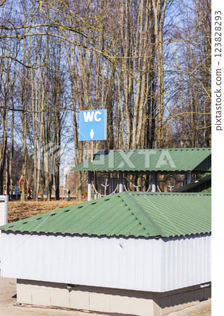 Signboard of the WC in the park Signboard of the WC in the park 123828293