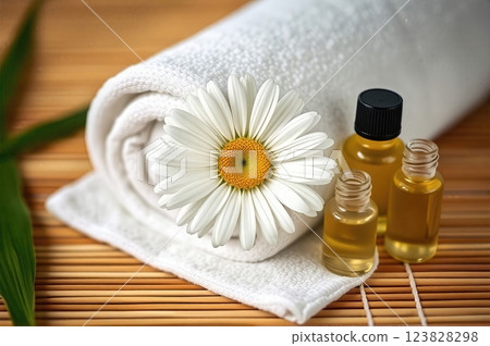 Tranquil Wellness Sanctuary Natural Aromatherapy Elements in Harmonious Spa Setting with Botanical Accents 123828298