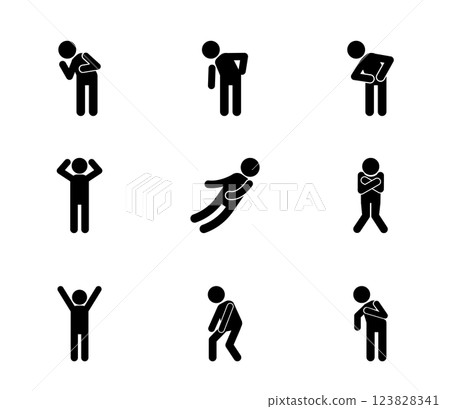 一組表示身體不適的人的象形圖 向量圖形 123828341