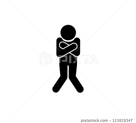 感覺寒冷的人的象形圖 向量圖形 123828347