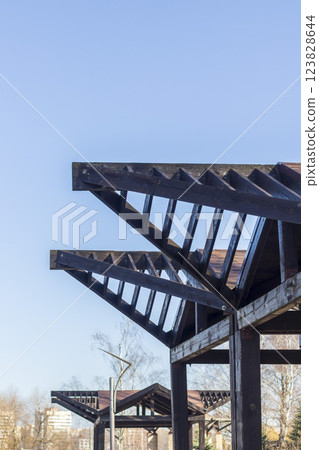 Close up shot of the outdoors pergola Close up shot of the outdoors pergola 123828644