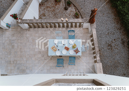 Top view of a table set for an appetizer Top view of a table set for an appetizer 123829251