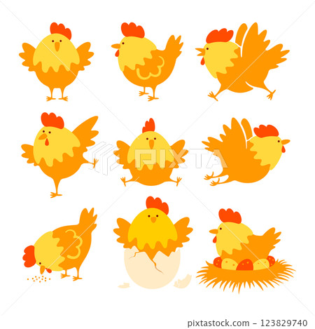 Chicken characters set 123829740