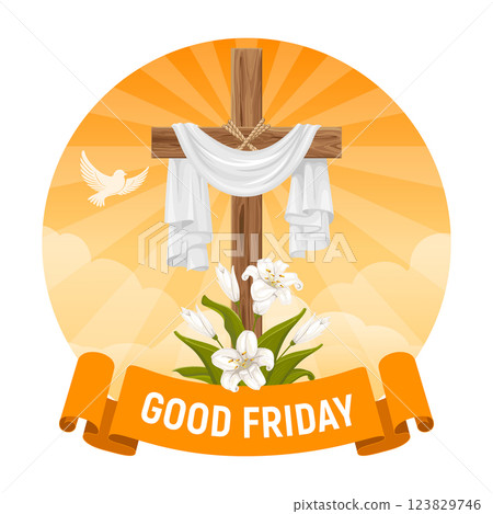 Cross with Shroud on Calvary, Good Friday 123829746