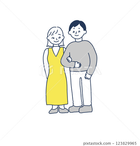 Illustration of a man and woman hugging each other 123829965