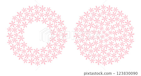 Abstract Flowers in trendy soft punk Circular Frame border Copy space and Background Template Set 2 123830090
