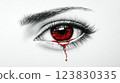red liquid blood tear from female eye close up sorrow concept 123830335