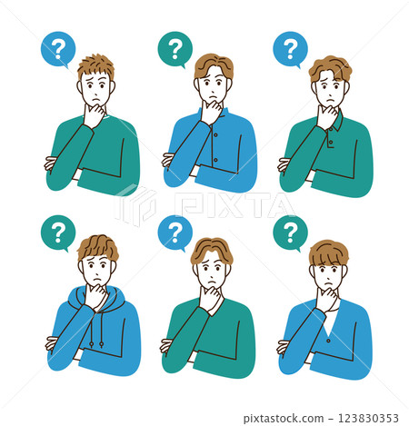 Simple flat A man with doubts and worries 123830353