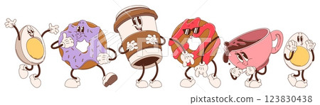Groovy breakfast characters set 123830438