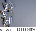 Ampoules with medicine on gray background 123830650